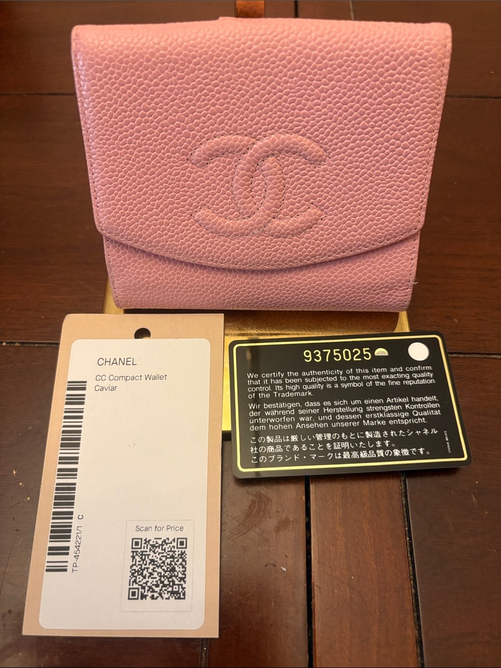 CHANEL Pink Quilted Caviar Leather Wallet with CC Logo and
